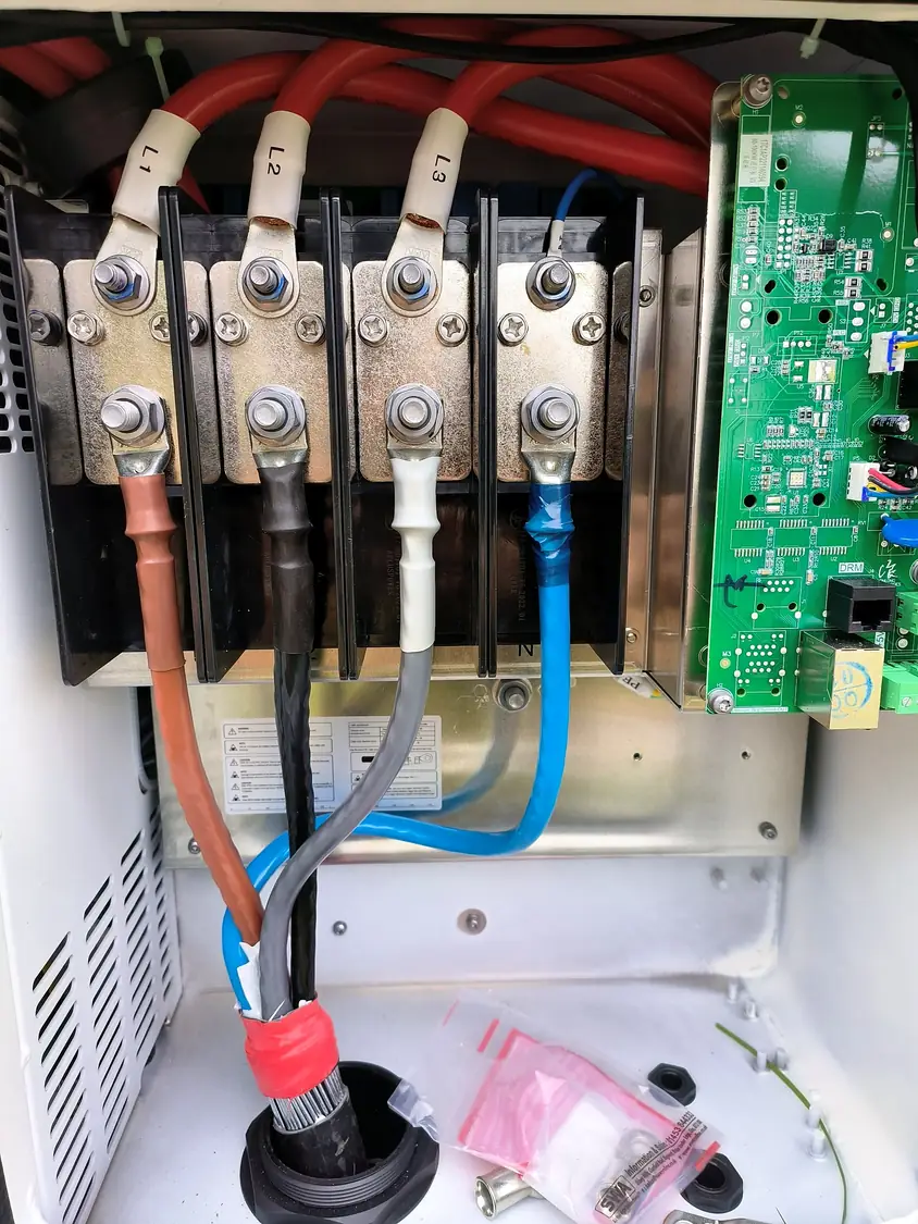 AC terminations at the Solis inverter