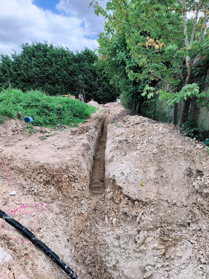 Open trench along the cable route