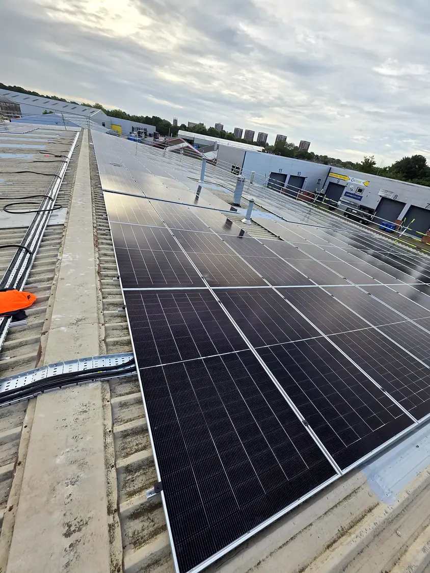 DC cable tray alongside the array